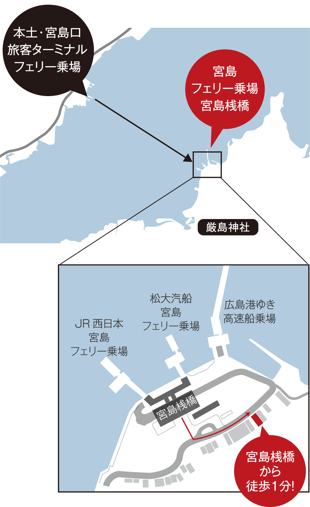 ACCESS 宮島桟橋から徒歩1分